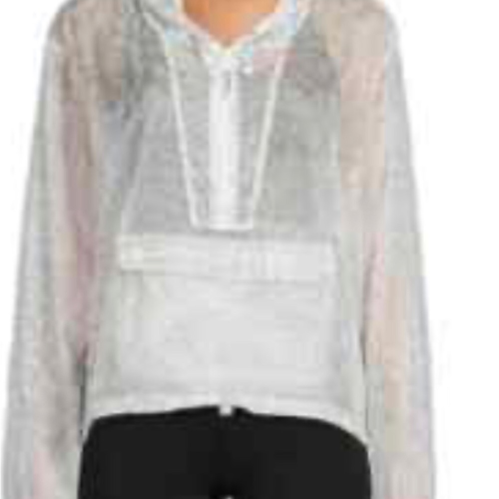 GOOD AMERICAN Icy Leopard Print Sheer Windbreaker Jacket size 2 (M) NWT